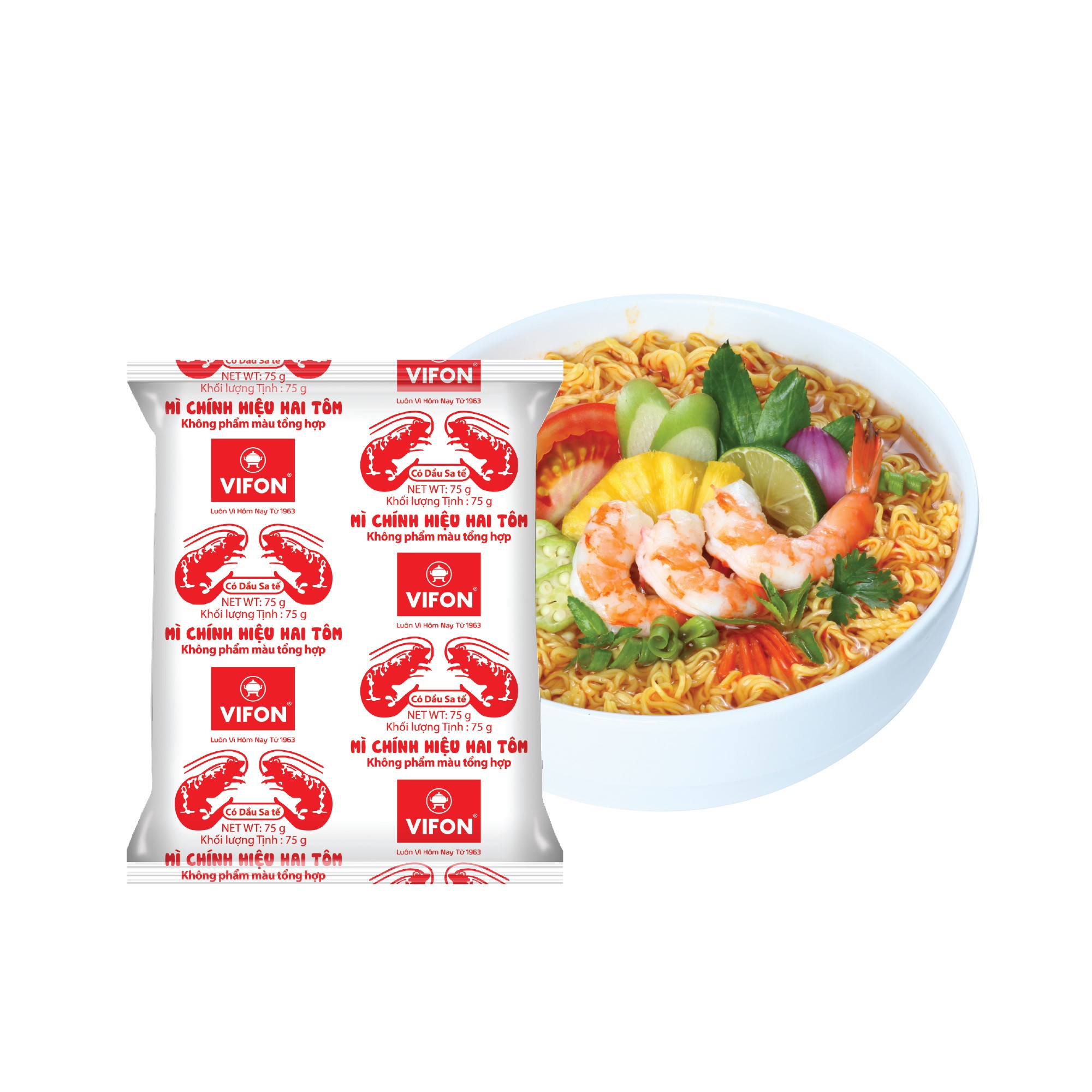 Hình ảnh Thùng 30 Mì Chính Hiệu Hai Tôm VIFON (75g / Gói)