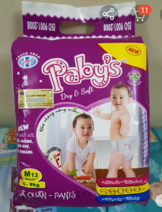 Hình ảnh Giảm giá 7 bịch bỉm quần size M gồm 91miếng cho bé 5-9kg hãng Paby's Thạch Thảo Hình ảnh Giảm giá 7 bịch bỉm quần size M gồm 91miếng cho bé 5-9kg hãng Paby's Thạch Thảo
