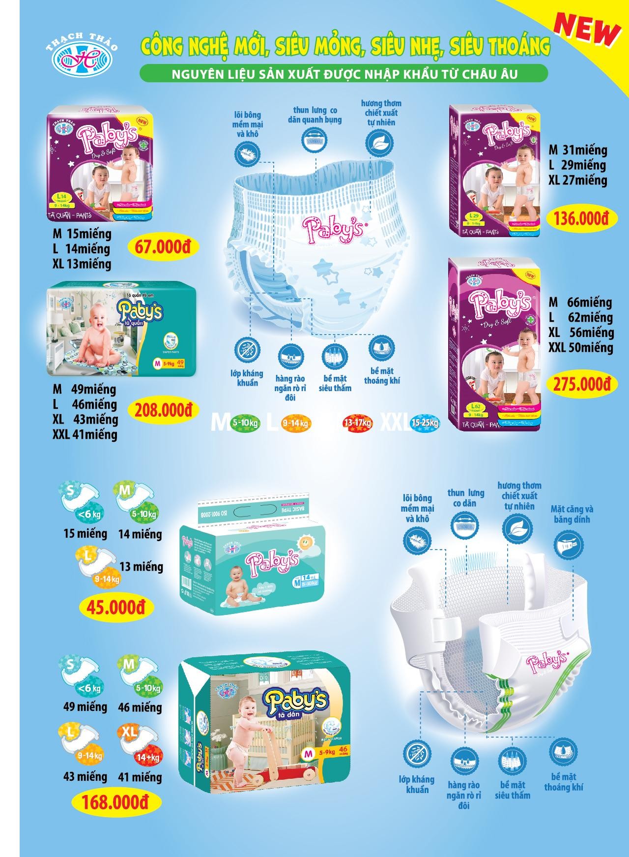 Hình ảnh Giảm giá tã bỉm quần:M91 .L84 .XL77 chiếc+KM tã Thạch Thảo Paby's. Combo 7 bịch nhỏ Hình ảnh Giảm giá tã bỉm quần:M91 .L84 .XL77 chiếc+KM tã Thạch Thảo Paby's. Combo 7 bịch nhỏ