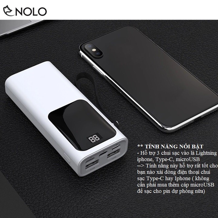 Hình ảnh Pin Dự Phòng Model J41 Dung Lượng 10000mah Hỗ Trợ 3 Đầu Sạc Vào Pin