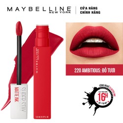 >> SO SÁNH GIÁ SON MAYBELLINE SUPER STAY INK CARYON 55 ĐỎ RƯỢU 1.2G | Shopee Lazada Sendo Tiki 200 Son Kem Lì Maybelline Super Stay Matte Ink 5ml - Màu 220 Ambitious