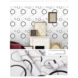Combo 10M decal giấy dán tường Vòng Tròn Trắng Đen - khổ 10m x 0.45m