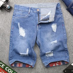 Quần short jean nam xanh rách vải đẹp, tốt SG33 Saosaigon
