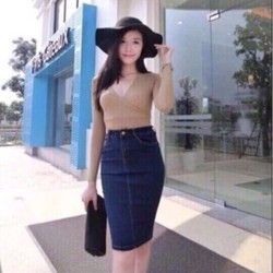 CHÂN VÁY BÒ BÚT CHÌ XẺ SAU – CVJEAN6621