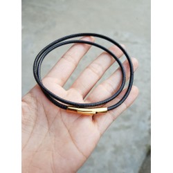 Dây da đeo cổ khóa vàng không rỉ, không đen