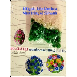 100G PHỤ KIỆN LÀM HOA NÚT TRẮNG VÀ ĐÀI XANH