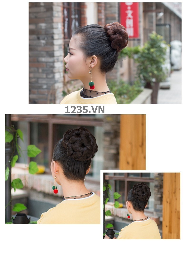 TÓC GIẢ BÚI TƠ NHẬT CAO CẤP DẠNG CẶP CÀI SANG TRỌNG CHO NGƯỜI TRUNG NIÊN LƠN TUỔI ĐI DỰ TIỆC