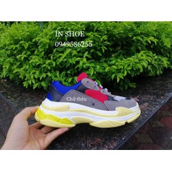 GIÀY THỂ THAO BALEN TRIPLE S CHO NAM NỮ MÀU ĐỎ - XANH DƯƠNG