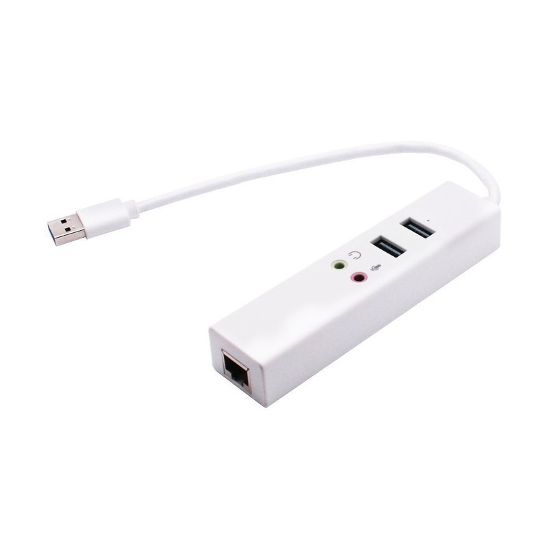 Hình ảnh Hub USB Đa Năng Chia 2 Cổng USB 2.0 + Card Âm Thanh + Lan RJ45