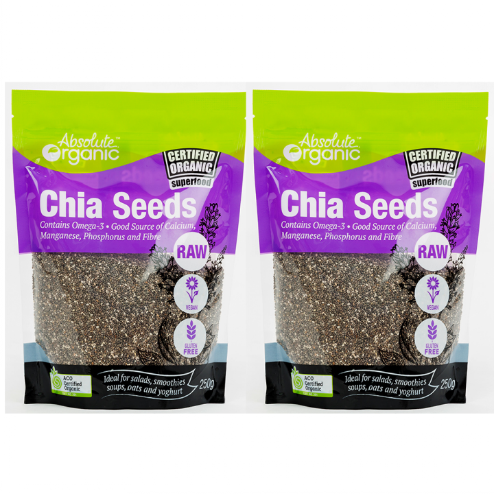 Combo 2 Túi Hạt Chia Úc Absolute Organic Chia Seeds 250g