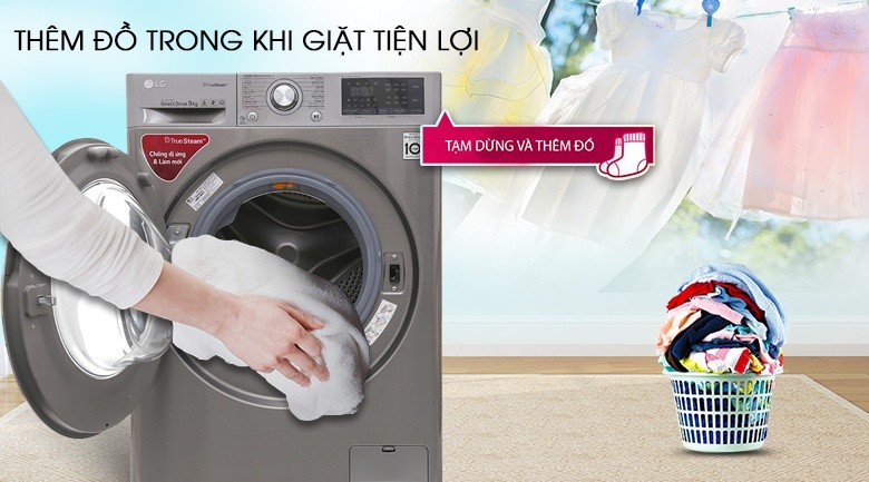 Thêm đồ trong khi giặt - Máy giặt LG inverter 9 kg FC1409S2E Thêm đồ trong khi giặt - Máy giặt LG inverter 9 kg FC1409S2E