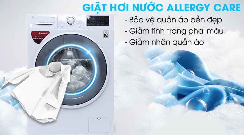 Giặt hơi nước - Máy giặt LG inverter 8 kg FC1408S4W2 Giặt hơi nước - Máy giặt LG inverter 8 kg FC1408S4W2