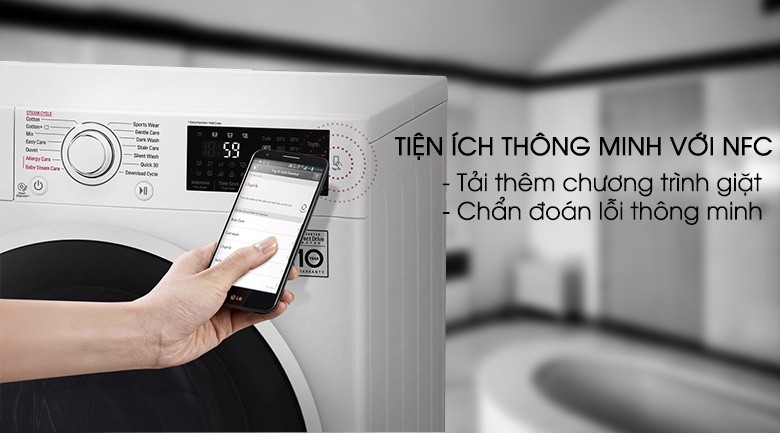 Chẩn đoán thông minh bằng điện thoại - Máy giặt LG inverter 8 kg FC1408S4W2 Chẩn đoán thông minh bằng điện thoại - Máy giặt LG inverter 8 kg FC1408S4W2