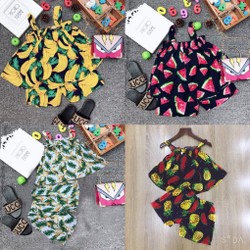 Đồ bộ lanh trái cây bé gái Đồ bộ lanh trái cây bé gái