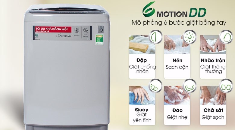 6 chuyển động - Máy giặt LG Inverter 10 kg T2310DSAM 6 chuyển động - Máy giặt LG Inverter 10 kg T2310DSAM