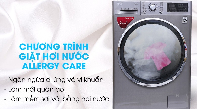 Công nghệ hơi nước Spa steam - Máy giặt sấy LG Inverter 9kg FC1409D4E Công nghệ hơi nước Spa steam - Máy giặt sấy LG Inverter 9kg FC1409D4E