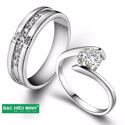 Nhẫn đôi Bạc Hiểu Minh NC435 Tình Yêu Bắt Đầu