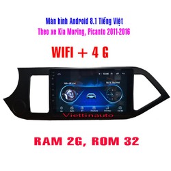 Màn hình Android chạy Sim 4G, xe Kia Morning 9 In RAM 2G ROM32G