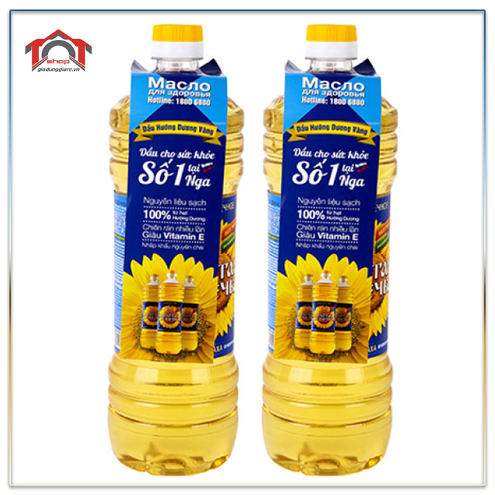 Dầu Ăn Hướng Dương- Dầu Ăn Hướng Dương KUBANOCHKA Chai 1 lít-  Nhập Khẩu Từ CHLB Nga