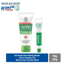 Gel Ngừa Mụn Kháng Khuẩn Acnes Sealing Jell 18g + Tặng Acnes Creamy Wash 25g