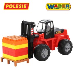 Xe nâng kèm bộ xếp hình 30 chi tiết đồ chơi Wader Quality Toys