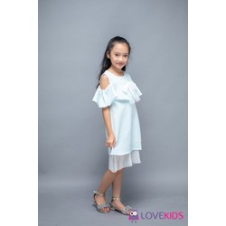 Váy hở vai xanh ngọc PaPa - Lovekids