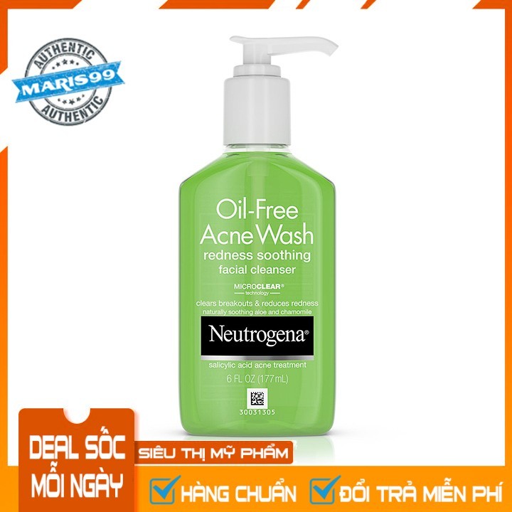 Sữa Rửa Mặt Neutrogena Oil Free Acne Wash Redness Soothing Facial Cleanser (177ml) - 100% Authentic