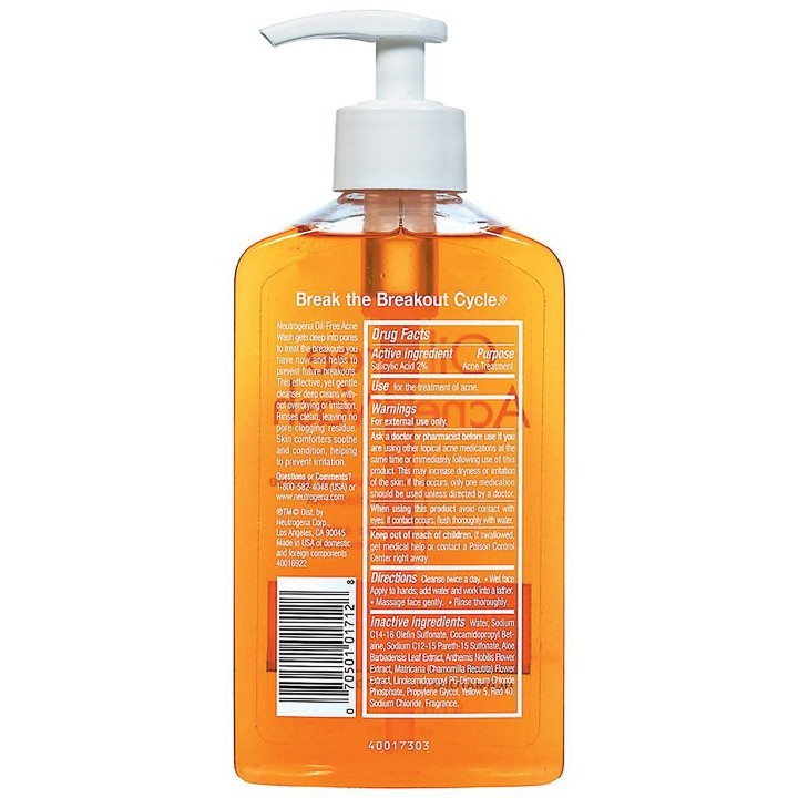 Sữa Rữa Mặt Neutrogena Oil Free Acne Wash (177ml) - 100% Authentic