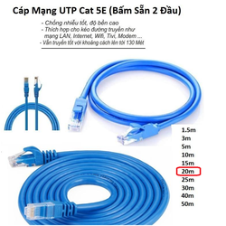 Dây mạng đầu đúc 20m - Cat 5E