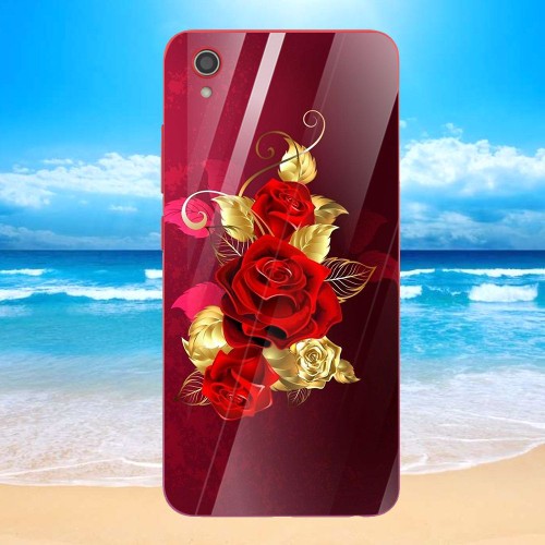 Ốp điện thoại kính cường lực cho máy vivo y91c - gold roses ms rsd020