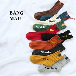 Set 10 tất vớ hàn sắc màu gân ngắn mắt cá chân.
