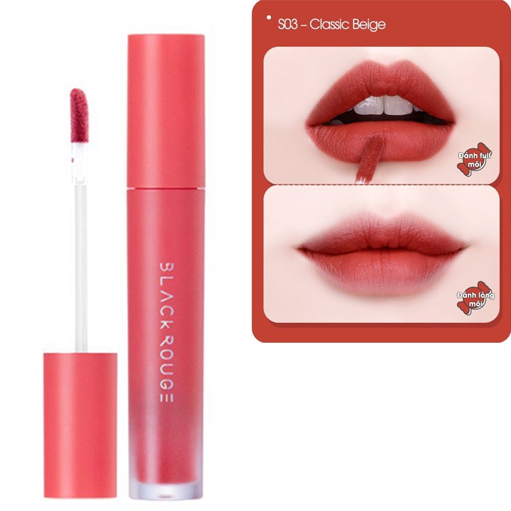 Hình ảnh Son kem lì mịn môi Black Rouge Air Fit Velvet Tint Hàn Quốc 4ml - S03 Classic Beige: cam đất pha đỏ