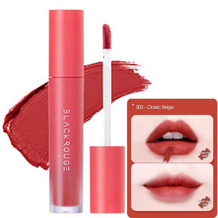 Hình ảnh Son kem lì mịn môi Black Rouge Air Fit Velvet Tint Hàn Quốc 4ml - S03 Classic Beige: cam đất pha đỏ