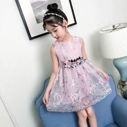 váy Công chúa đai hoa hồng siêu xinh cho bé 