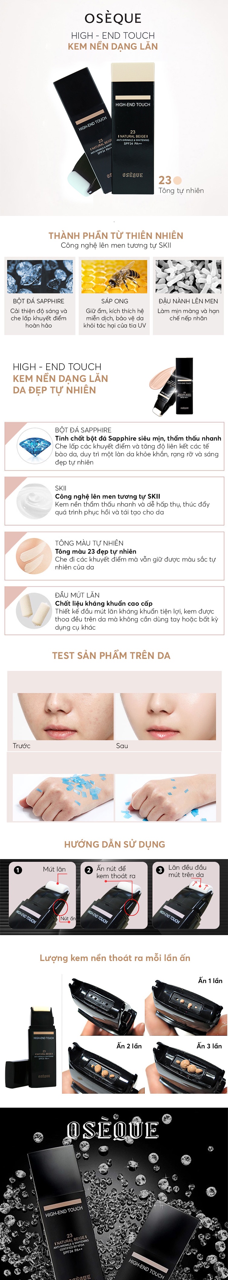 Kem nền Oseque High-end Touch Foundation Natural Beige 23 SPF 34PA++ 30ml -DACUM VIỆT NAM