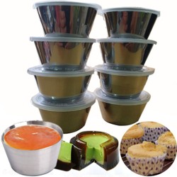 Bộ 10 Khuôn Làm Bánh Inox 304 Có Nắp 7cm Làm Bánh Flan , Rau Câu , Cupcake, Làm Đá Không Gỉ – flaninox7cmnap