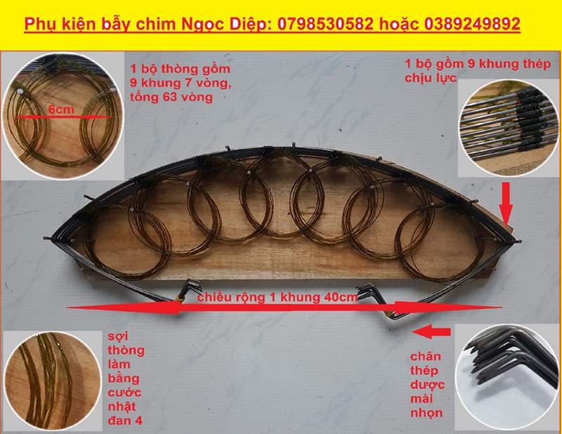 Hình ảnh 1 Bộ thòng bẫy chim  chào mào khướu  chòe  họa mi  9 khung 7 vòng tổng