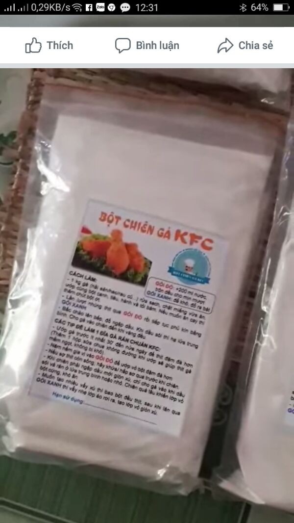2 go-i xanh đo- Bột làm món gà rán gio-n ngon KFC- giống như ngoài siêu thị