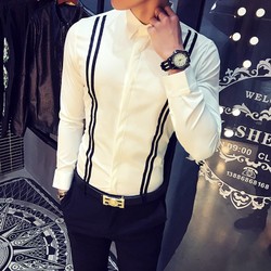 Áo sơ mi trắng nam sọc trước ngực