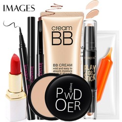 Bộ trang điểm Images Kem BB che khuyết điểm + Phấn phủ + Chì kẻ mày + Bút dạ kẻ mắt + Bút tạo khối + Son lì + Mặt nạ dưỡng ẩm GA-BTD61