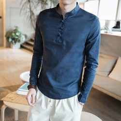 Áo dài tay vải đũi cổ trụ 4 cúc tết