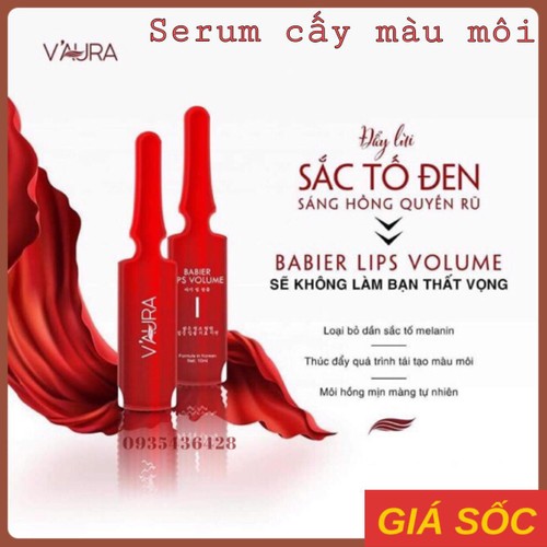 Serum VAURA 10ml cấy màu môi, khử thâm môi, giúp môi hồng tự nhiên
