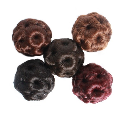 Tóc giả búi củ tỏi màu đen và nâu