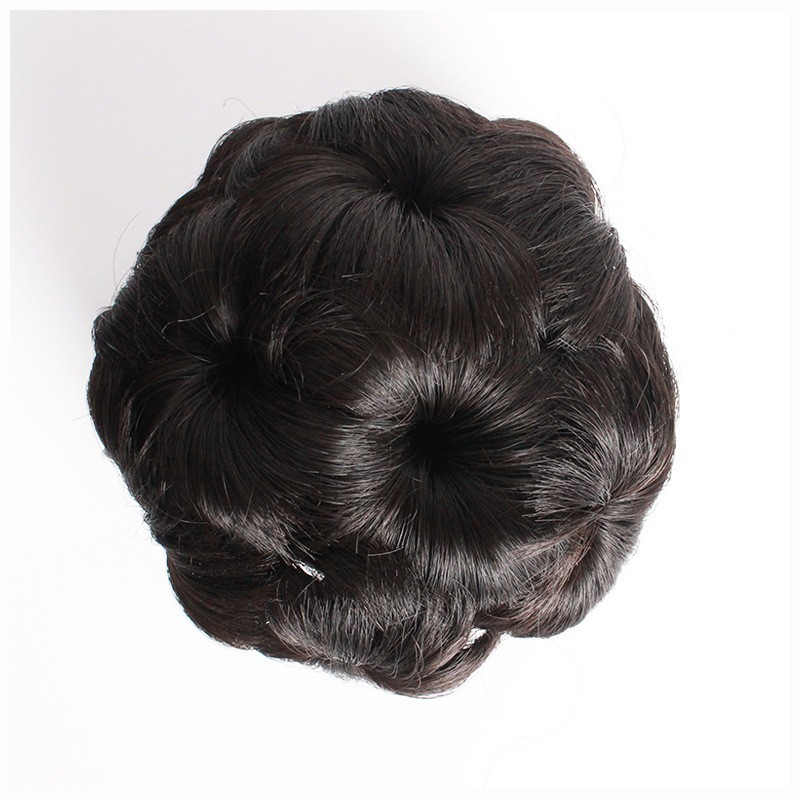 Tóc giả búi củ tỏi màu đen và nâu