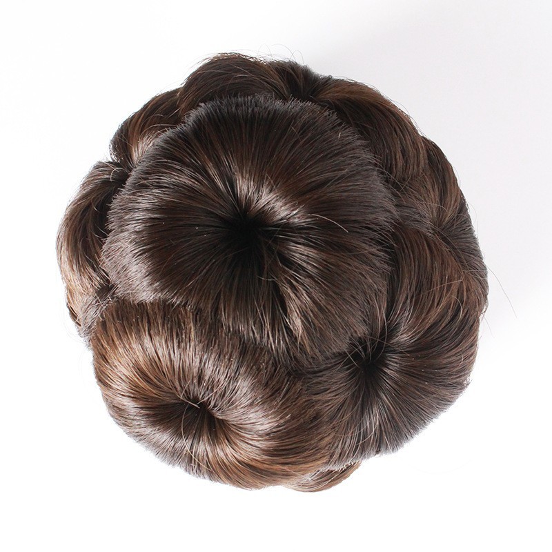 Tóc giả búi củ tỏi màu đen và nâu