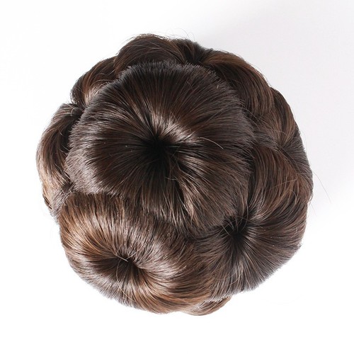 Tóc giả búi củ tỏi màu đen và nâu