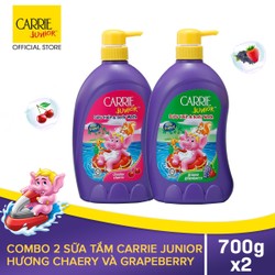 Bộ 2 sữa tắm gội cho bé Carrie Junior hương Cherry 700g + hương Grapeberry 700g