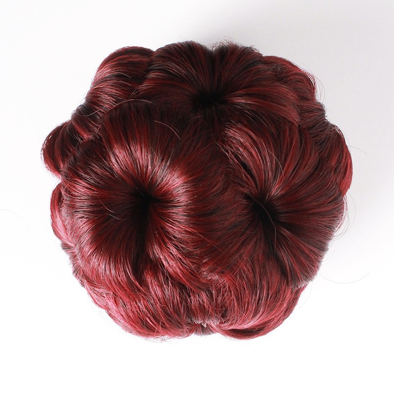 Tóc giả búi củ tỏi màu đen và nâu