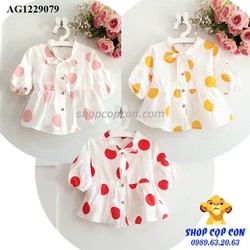 24-34kg. Áo bé gái cổ thắt nơ tay phồng – AG1229079