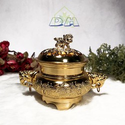 Lư hương đồng đốt Trầm - lư đồng rộng 11 cm